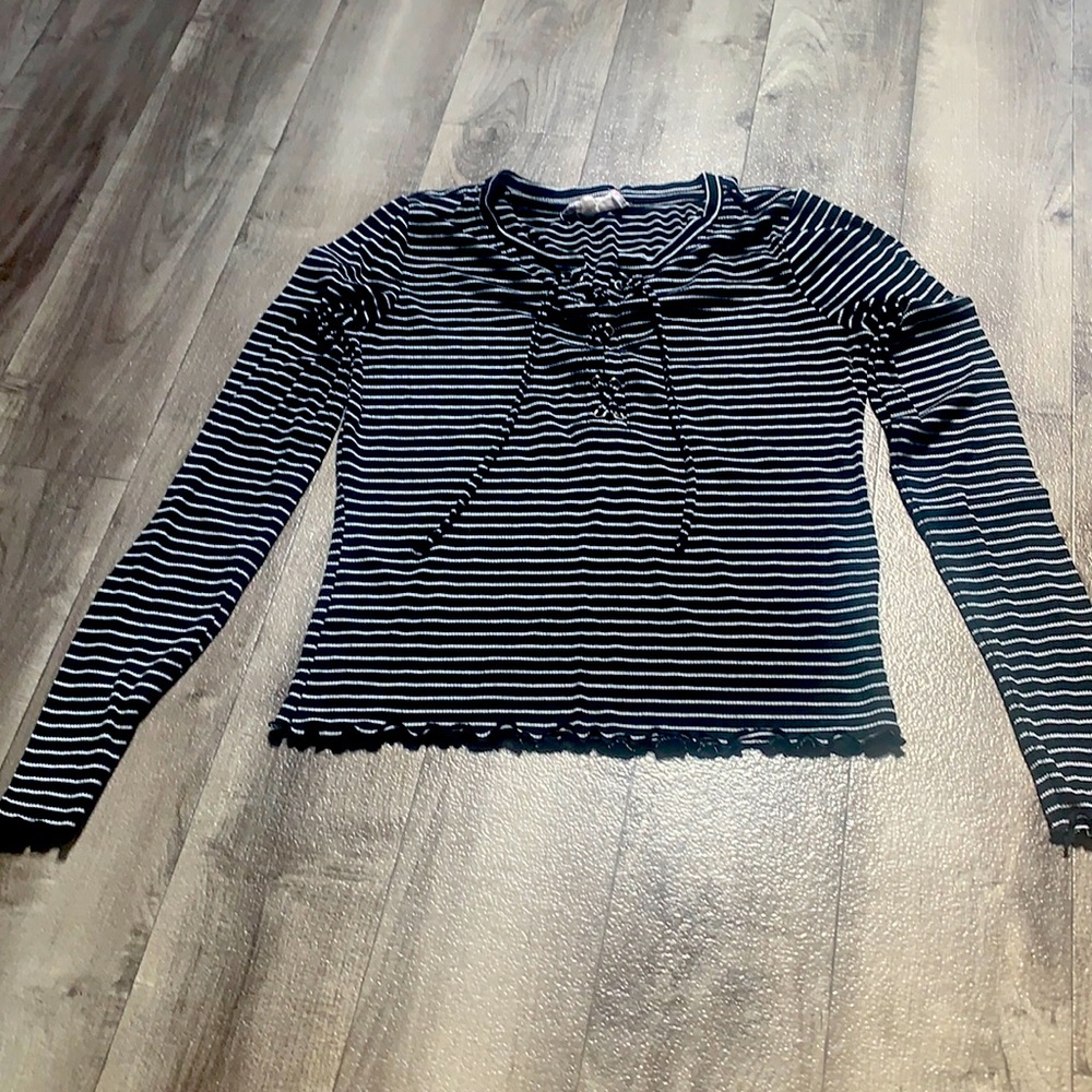 Black and white striped crop top